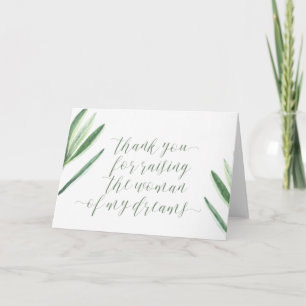 Tarjeta de agradecimiento por criar a la mujer de 