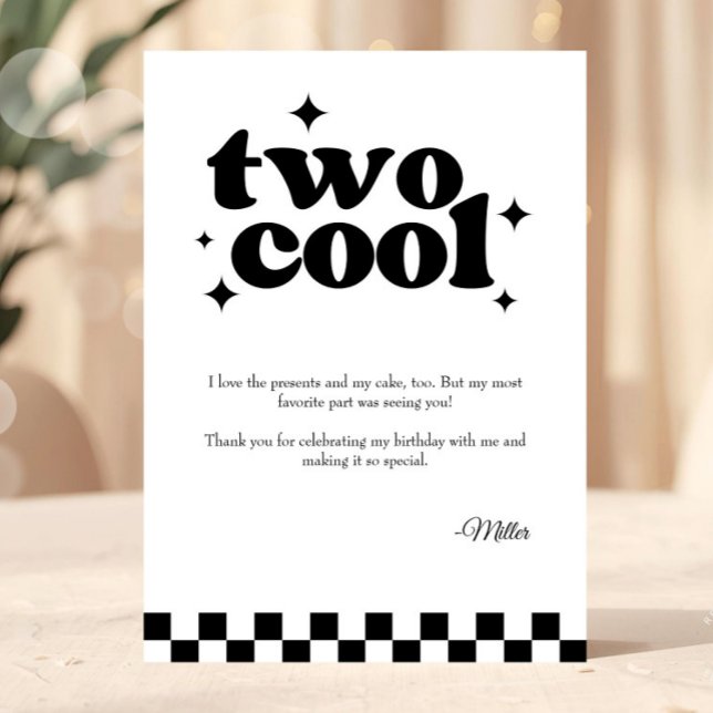 Tarjeta de agradecimiento por cumpleaños 2º Cumple (two cool thank you card, two cool birthday thank you, 2nd birthday thank you card, retro birthday th)