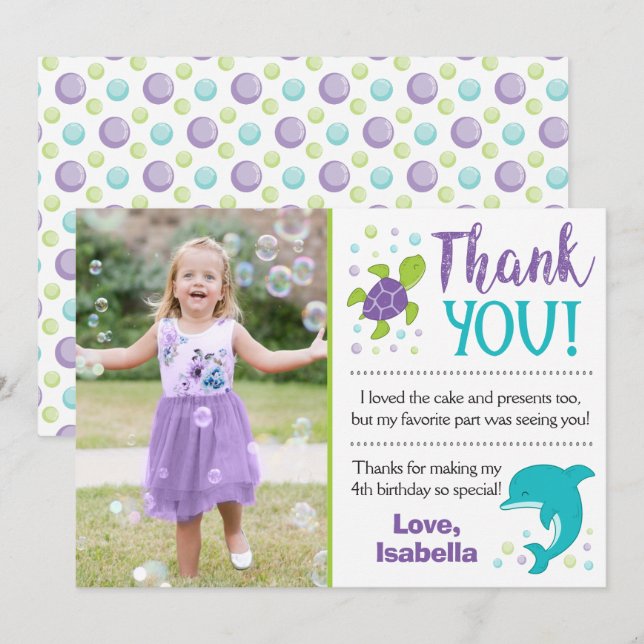 Tarjeta de agradecimiento por cumpleaños bajo el m (Anverso / Reverso)