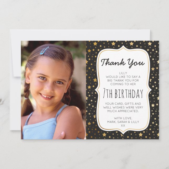 Tarjeta de agradecimiento por cumpleaños con temát (Anverso)