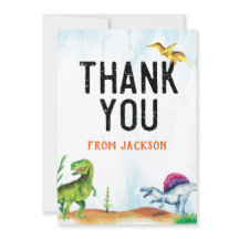 Tarjeta de agradecimiento por cumpleaños de Dinosa