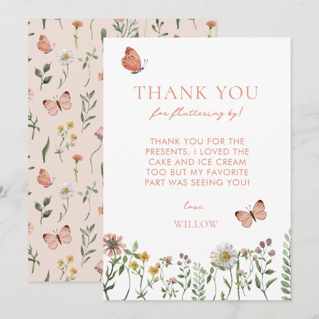 Tarjeta de agradecimiento por cumpleaños de Flor s (Anverso / Reverso)