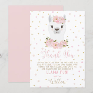 Tarjeta de agradecimiento por cumpleaños de Llama