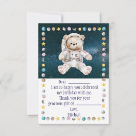 Tarjeta de agradecimiento por cumpleaños del espac