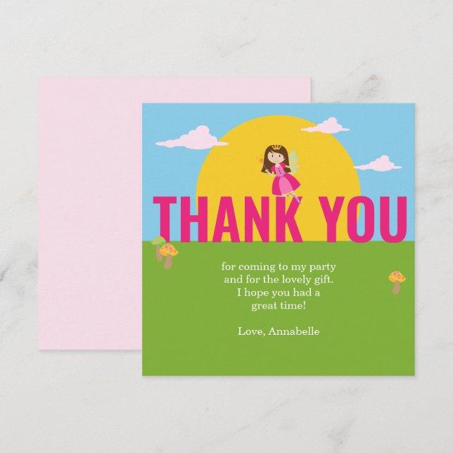 Tarjeta de agradecimiento por cumpleaños infantil  (Anverso / Reverso)