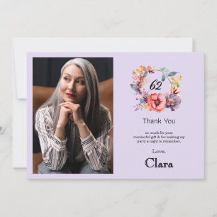 Tarjeta de agradecimiento por cumpleaños número 62