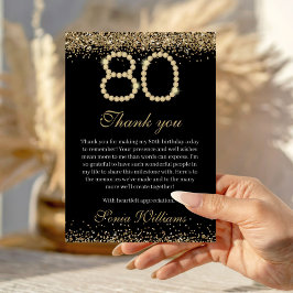 Tarjeta de agradecimiento por cumpleaños número 80