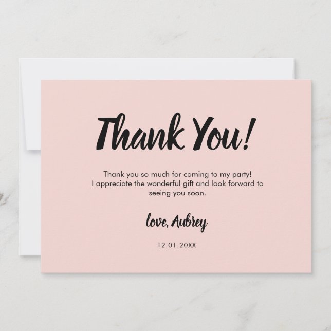 Tarjeta de agradecimiento por cumpleaños rosado co (Anverso)