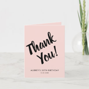 Tarjeta de agradecimiento por cumpleaños rosado co