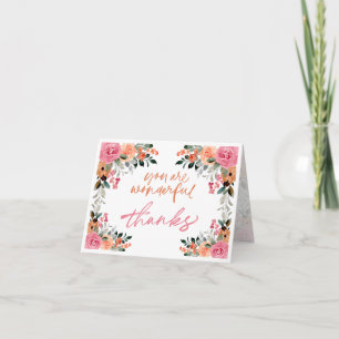 Tarjeta de agradecimiento por el borde de la flor 