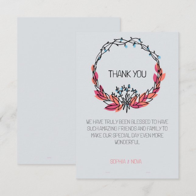 "Tarjeta de agradecimiento por el encanto botánico (Anverso / Reverso)