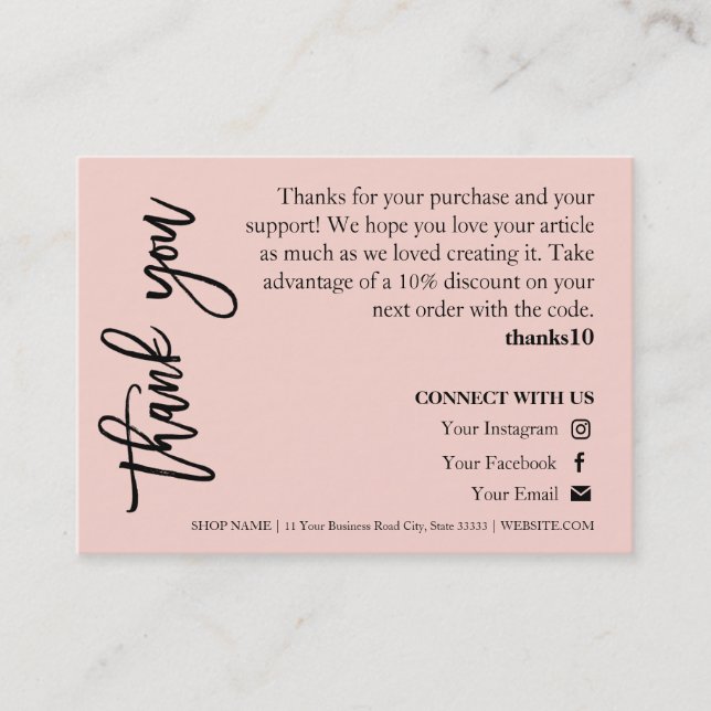 Tarjeta de agradecimiento por el guión rosado de M (Anverso)