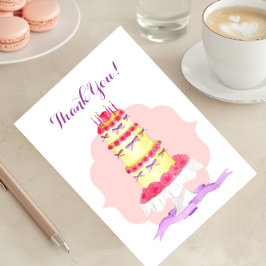 Tarjeta de agradecimiento por el pastel de flores 