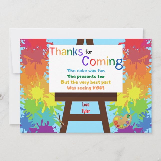 Tarjeta de agradecimiento por fiesta de cumpleaños (Anverso)