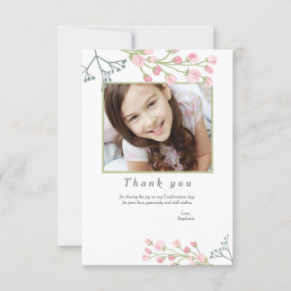 Tarjeta de agradecimiento por foto floral rosa sua