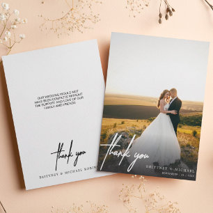 Tarjeta de agradecimiento por foto simple escrita