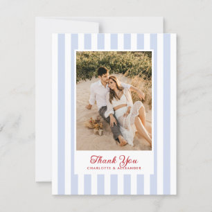 Tarjeta de agradecimiento por fotos en rojo y azul