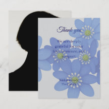 Tarjeta de agradecimiento por funeral azul real co