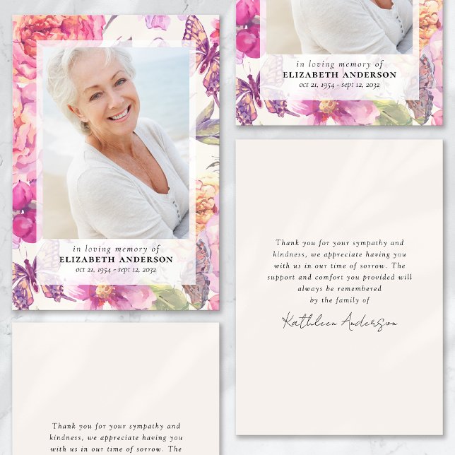 Tarjeta de agradecimiento por funeral con foto flo (Subido por el creador)