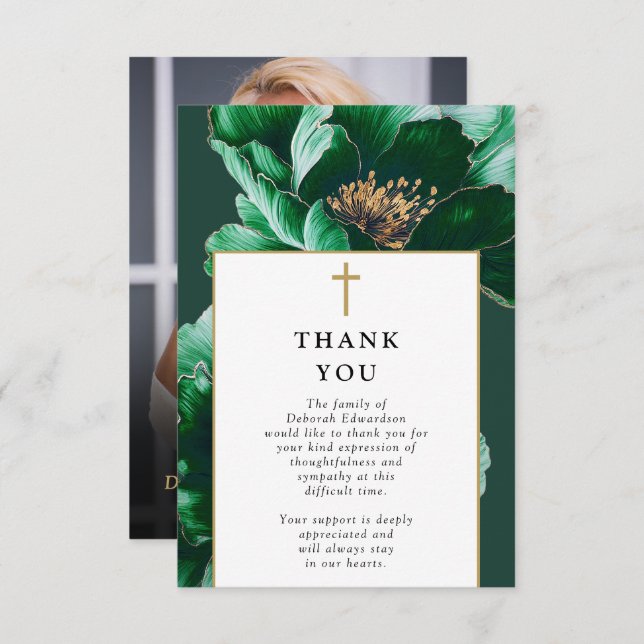 Tarjeta de agradecimiento por funeral cristiano ve (Anverso / Reverso)