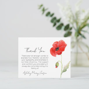 Tarjeta de agradecimiento por funeral de amapola D