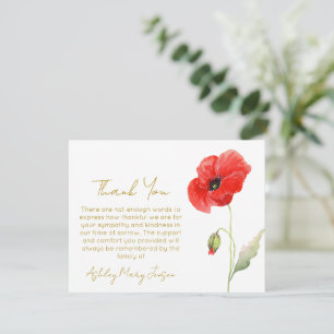 Tarjeta de agradecimiento por funeral de amapola D
