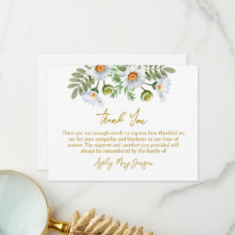 Tarjeta de agradecimiento por funeral de Daisy por