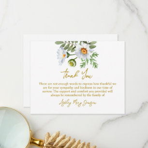 Tarjeta de agradecimiento por funeral de Daisy por