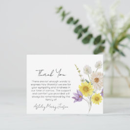 Tarjeta de agradecimiento por funeral de flores si