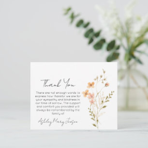 Tarjeta de agradecimiento por funeral de flores si