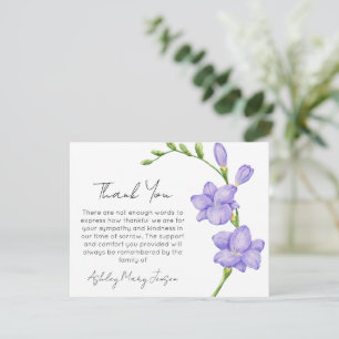 Tarjeta de agradecimiento por funeral de fresia po