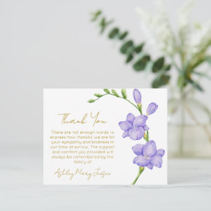 Tarjeta de agradecimiento por funeral de fresia po