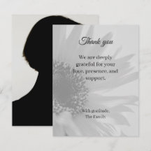 Tarjeta de agradecimiento por funeral de girasol g