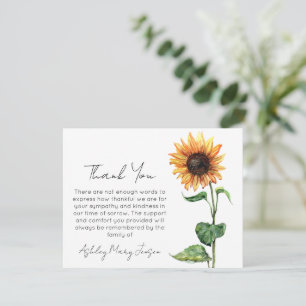 Tarjeta de agradecimiento por funeral de girasoles