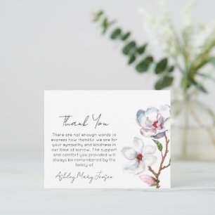 Tarjeta de agradecimiento por funeral de magnolia