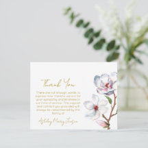 Tarjeta de agradecimiento por funeral de magnolia