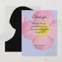 Tarjeta de agradecimiento por funeral de onagra co
