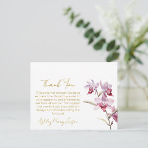 Tarjeta de agradecimiento por funeral de orquídeas