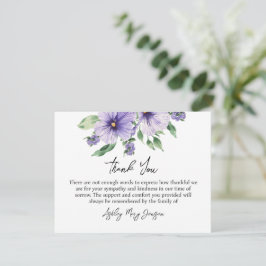 Tarjeta de agradecimiento por funeral de pensamien