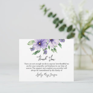 Tarjeta de agradecimiento por funeral de pensamien