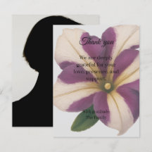Tarjeta de agradecimiento por funeral de petunia m