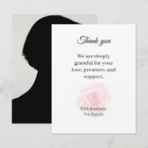 Tarjeta de agradecimiento por funeral de rosa con