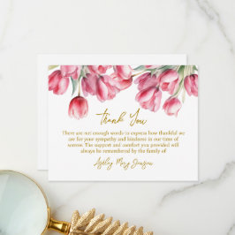 Tarjeta de agradecimiento por funeral de tulipanes