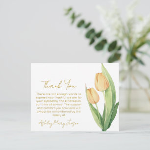 Tarjeta de agradecimiento por funeral de tulipanes