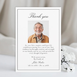 Tarjeta de agradecimiento por funeral elegante y d