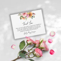 Tarjeta de agradecimiento por funeral floral duelo