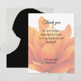 Tarjeta de agradecimiento por funeral naranja con
