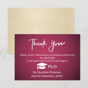 Tarjeta de agradecimiento por graduación de doctor