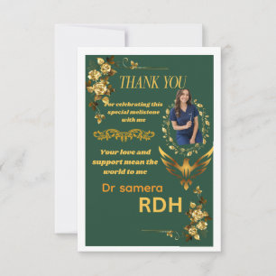 Tarjeta de agradecimiento por graduación de higien