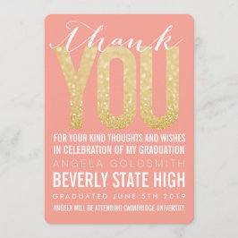 Tarjeta de agradecimiento por graduación de tipogr